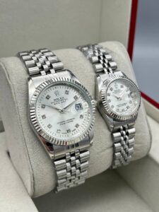 ست ساعت رولکس دیت جاست نقره ای صفحه نقره ای | ROLEX DATE JUST
