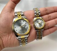 ست ساعت رولکس دیت جاست بند دورنگ صفحه نقره ای | ROLEX DATE JUST