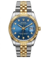 ست ساعت رولکس دیت جاست بند دورنگ صفحه آبی | ROLEX DATE JUST