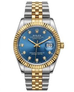 ست ساعت رولکس دیت جاست بند دورنگ صفحه آبی | ROLEX DATE JUST