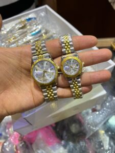 ست ساعت رولکس دیت جاست بند دورنگ صفحه نقره ای | ROLEX DATE JUST