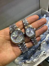 ست ساعت رولکس دیت جاست نقره ای صفحه نقره ای | ROLEX DATE JUST