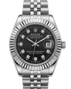 ست ساعت رولکس دیت جاست نقره ای صفحه مشکی | ROLEX DATE JUST