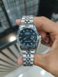 ست ساعت رولکس دیت جاست نقره ای صفحه مشکی | ROLEX DATE JUST