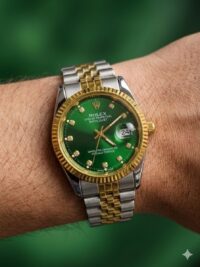 ست ساعت رولکس دیت جاست بند دورنگ صفحه سبز | ROLEX DATE JUST