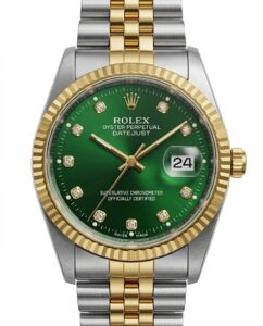 ست ساعت رولکس دیت جاست بند دورنگ صفحه سبز | ROLEX DATE JUST