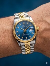 ست ساعت رولکس دیت جاست بند دورنگ صفحه آبی | ROLEX DATE JUST